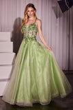 "evening formal A-line layered tulle gown Ladivine CC0881 with lace bodice – www.snkdress.com
"