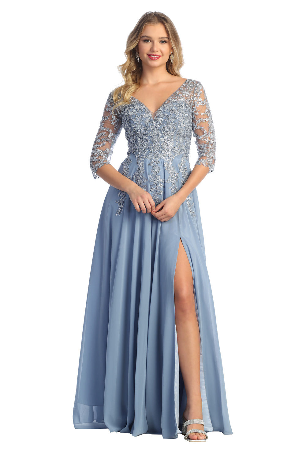 Lace Rhinestone Formal Gown by Cindy Collection 50441