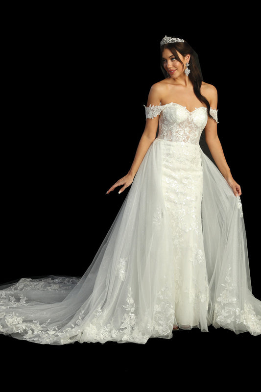  Cindy Collection Style 733 off-shoulder satin lace gown