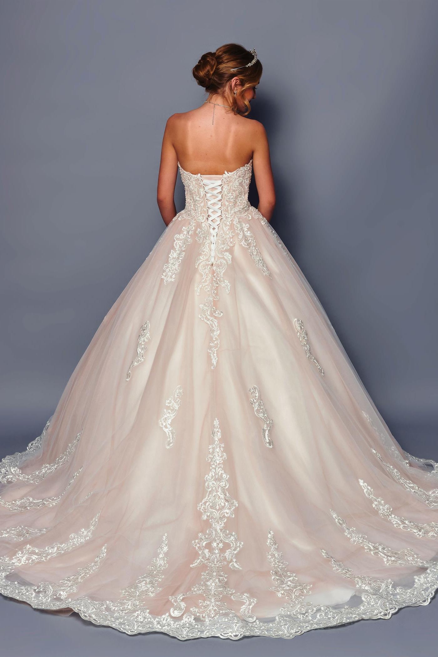 Strapless Beaded Lace A-Line Gown by Bridal  48726