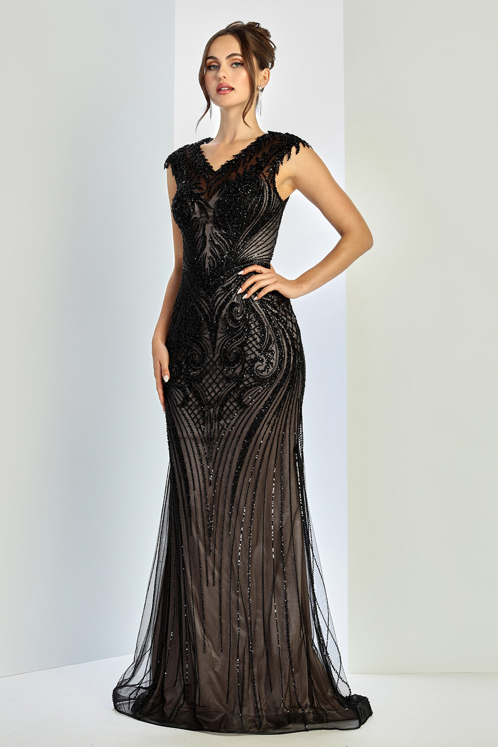 Sequin Cap Sleeve Plus Size Evening Gown by Adora 3272119