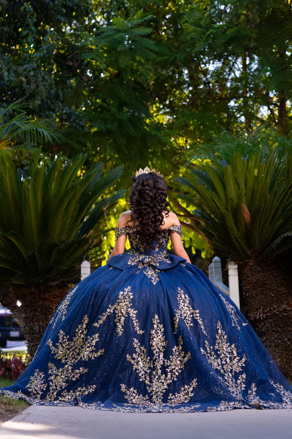 Off The Shoulder Navy Gold Quinceanera Dress by Chic 3134355