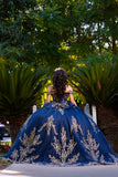 Off The Shoulder Navy Gold Quinceanera Dress by Chic 3134355
