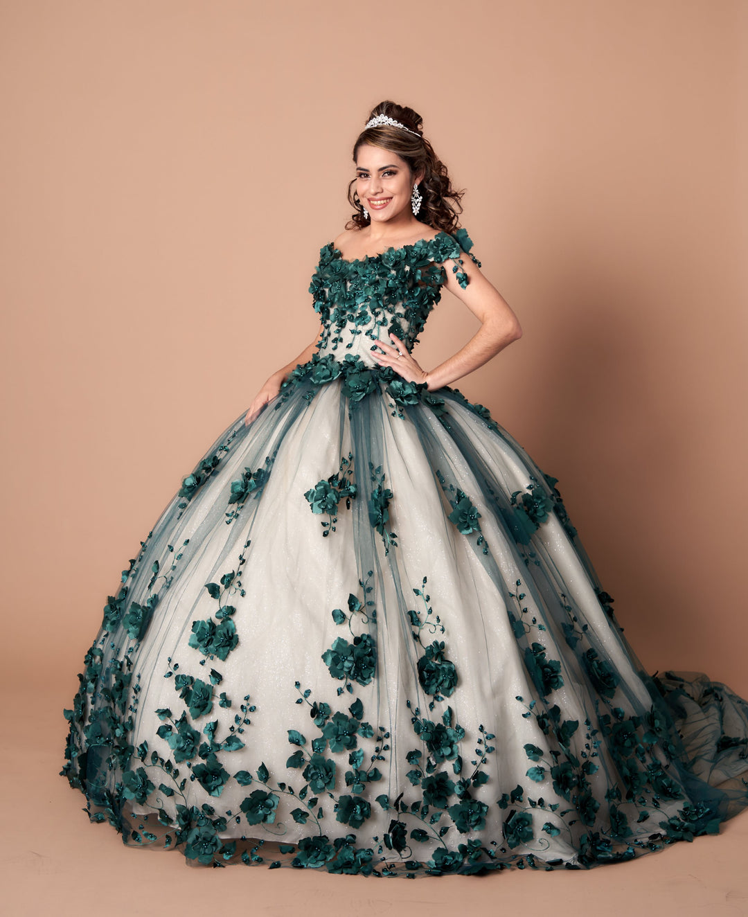 Floral Off Shoulder Ball Gown by Calla Collection SCL30005