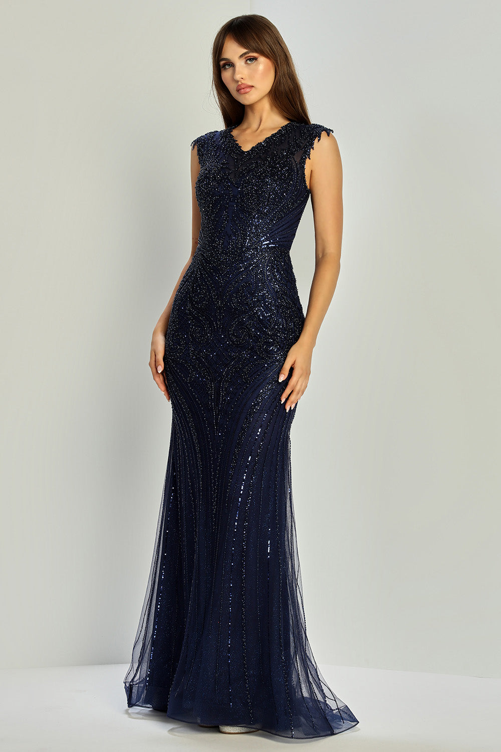 Sequin Cap Sleeve Plus Size Evening Gown by Adora 3272119
