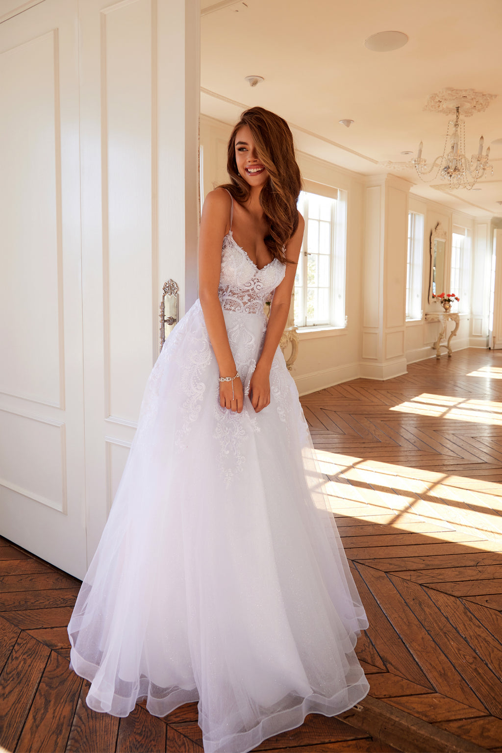 3D Floral A-Line Bridal Ball Gown by Juliet JT2495AW