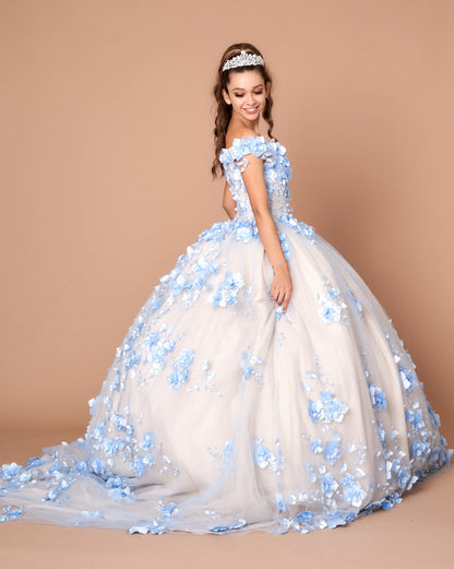 Floral Off Shoulder Ball Gown by Calla Collection SCL30005