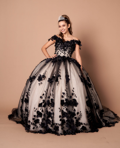 Floral Off Shoulder Ball Gown by Calla Collection SCL30005