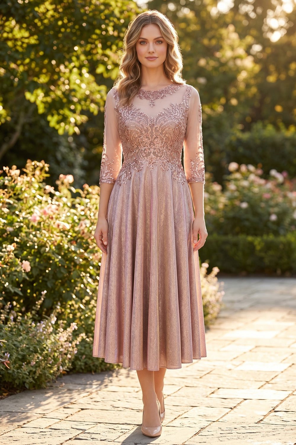 Tea-Length Mother of the Bride Dress with Pockets by Chicas J040