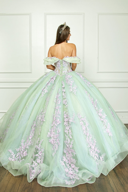 Off The Shoulder  Floral Embroidered  by Bella Princess Couture PQ1067