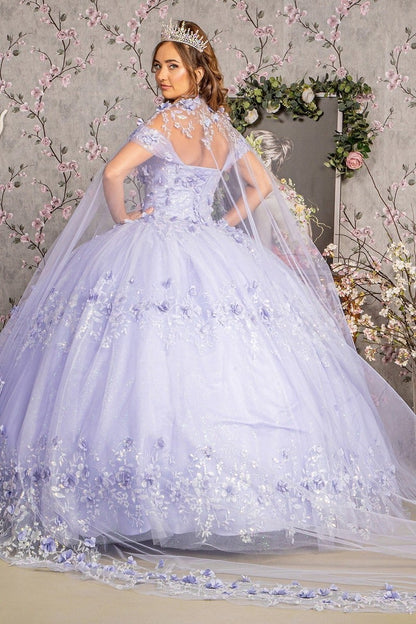 3-D Flower Applique Mesh Quinceanera Gowns By Elizabeth K /GL 3179