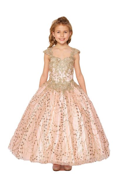 Embroidery Bead Cap sleeve  Kids Dresses by BLISS 8024