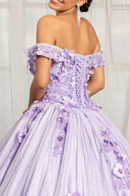 3D Floral Mesh Quinceanera Dress BY Elizabeth K GL 1971