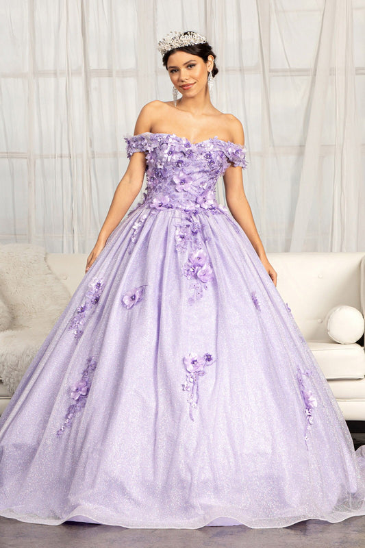 3D Floral Mesh Quinceanera Dress BY Elizabeth K GL 1971