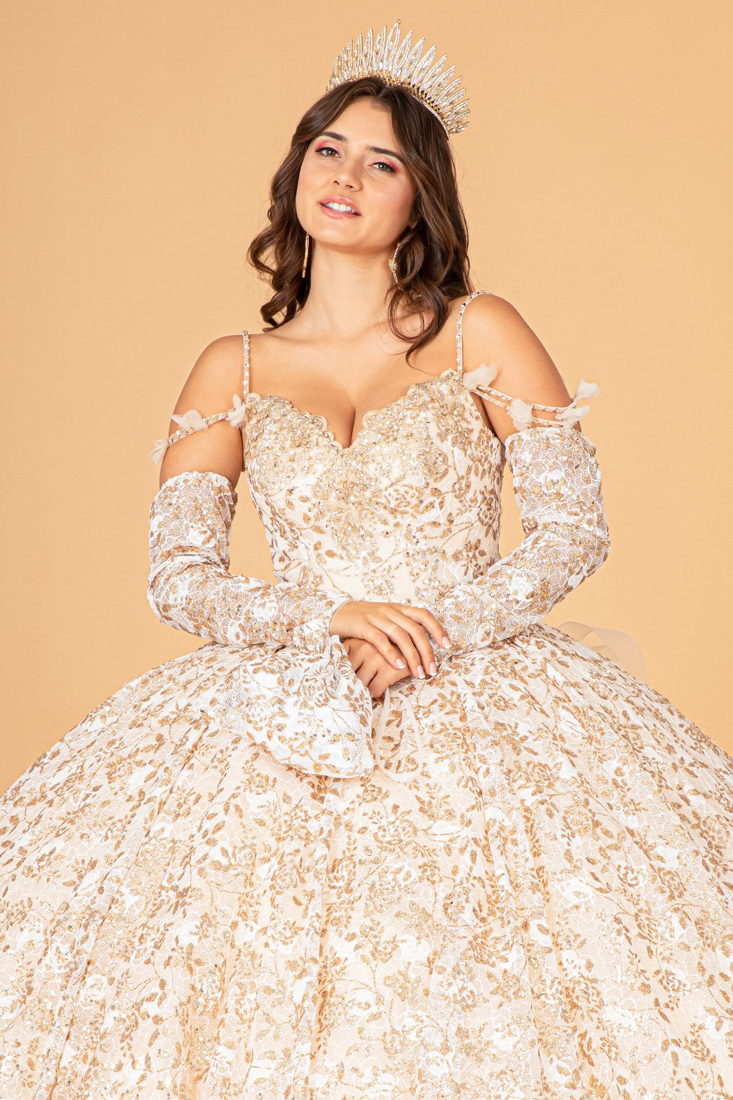 Sweetheart Spaghetti Strap Quinceanera ball gown By Elizabeth K /GL 3072