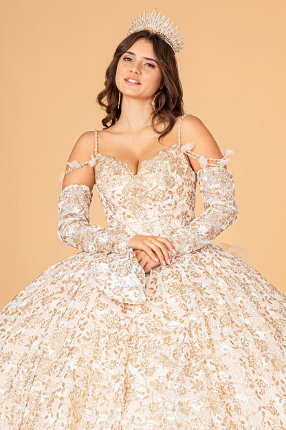 Sweetheart Spaghetti Strap Quinceanera ball gown By Elizabeth K /GL 3072