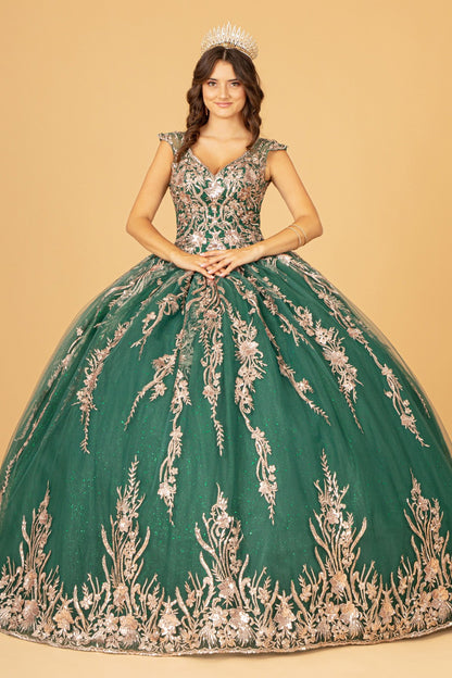 Sequin Glitter Embellished Quinceanera Boll Gown By Elizabeth K  GL 3076