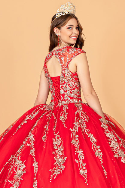 Sequin Glitter Embellished Quinceanera Boll Gown By Elizabeth K  GL 3076