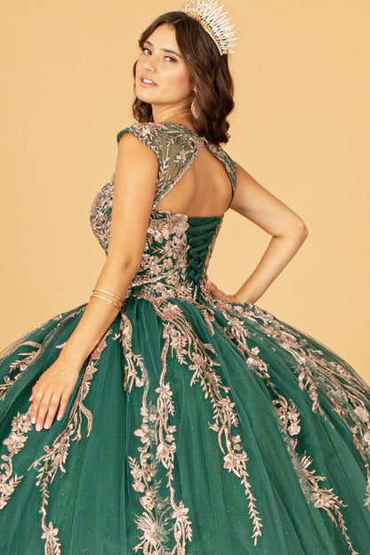 Sequin Glitter Embellished Quinceanera Boll Gown By Elizabeth K  GL 3076