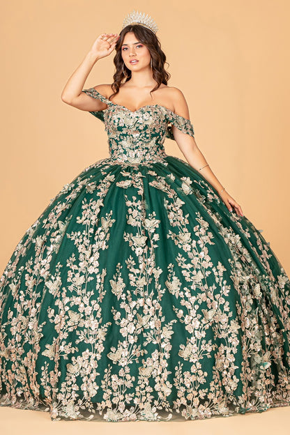 Off-Shoulder 3D butterfly appliques Boll Gowns By Elizabeth K/GL 3077