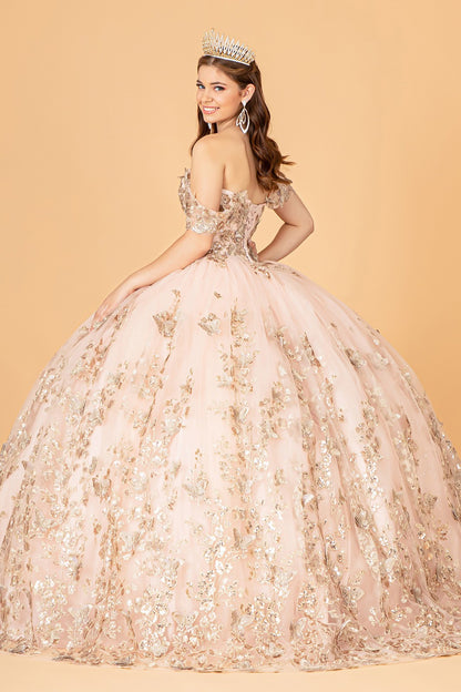 Off-Shoulder 3D butterfly appliques Boll Gowns By Elizabeth K/GL 3077