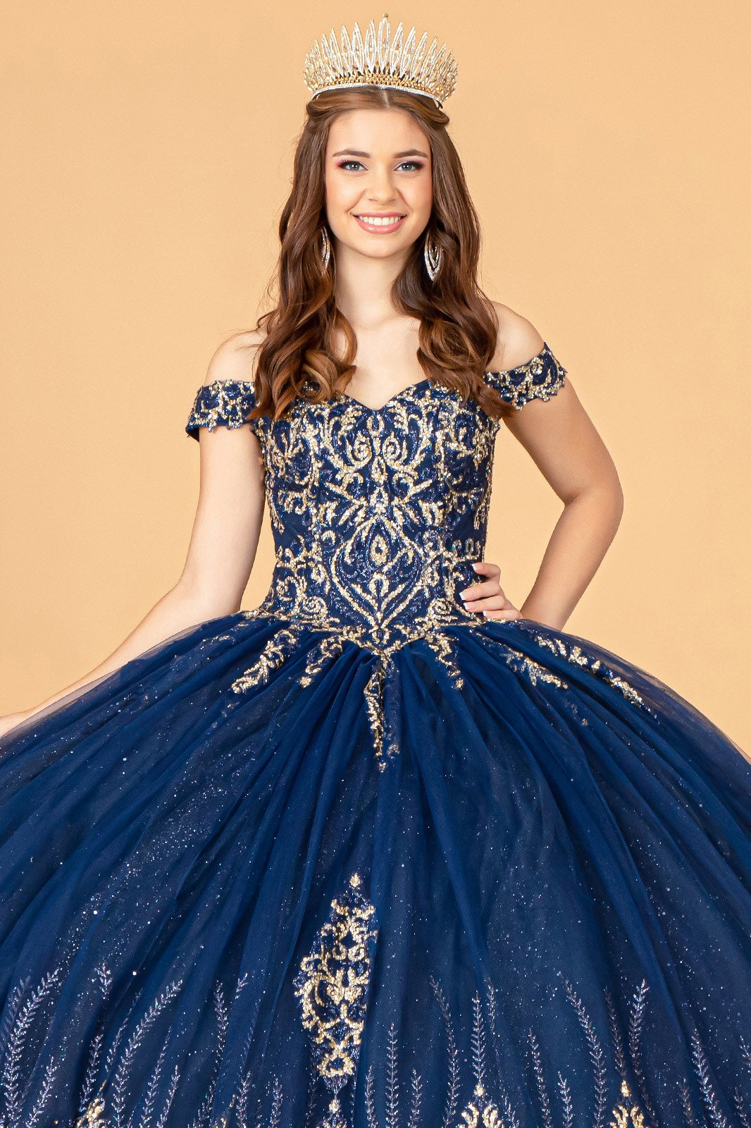 One Shoulder Quinceanera ball gown by Elizabeth K GL 3079