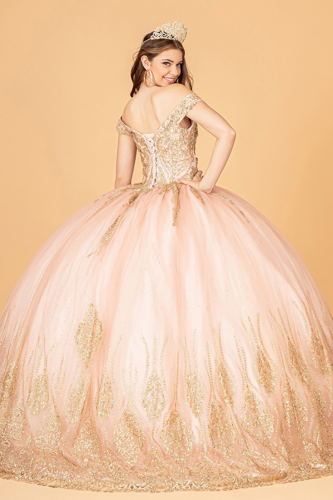 One Shoulder Quinceanera ball gown by Elizabeth K GL 3079