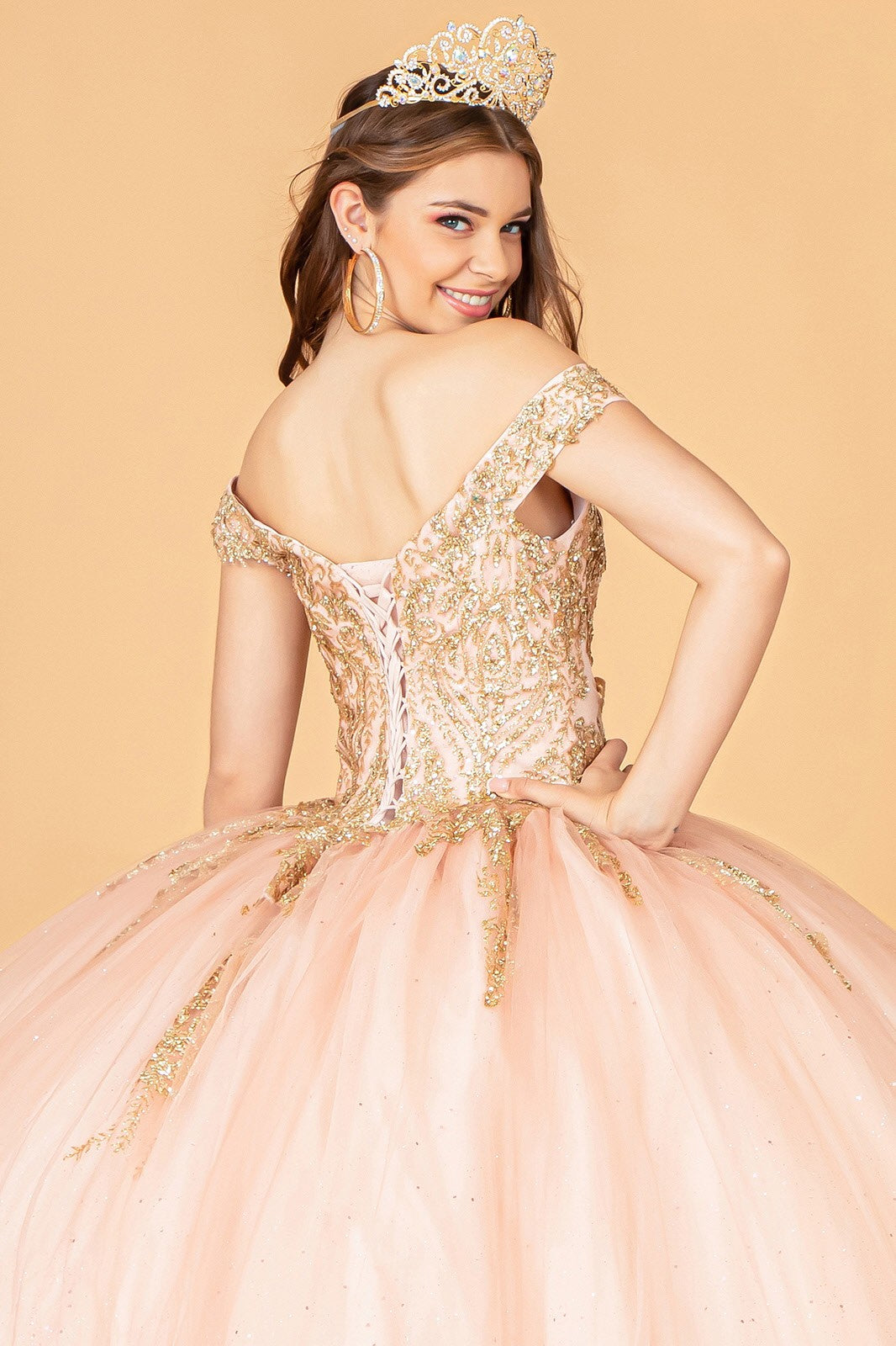 One Shoulder Quinceanera ball gown by Elizabeth K GL 3079