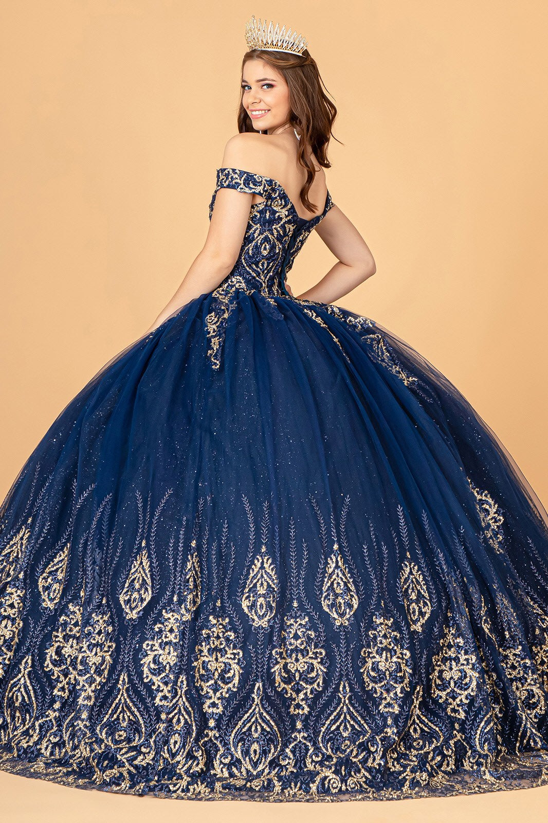 One Shoulder Quinceanera ball gown by Elizabeth K GL 3079