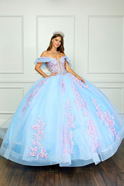 Off The Shoulder  Floral Embroidered  by Bella Princess Couture PQ1067