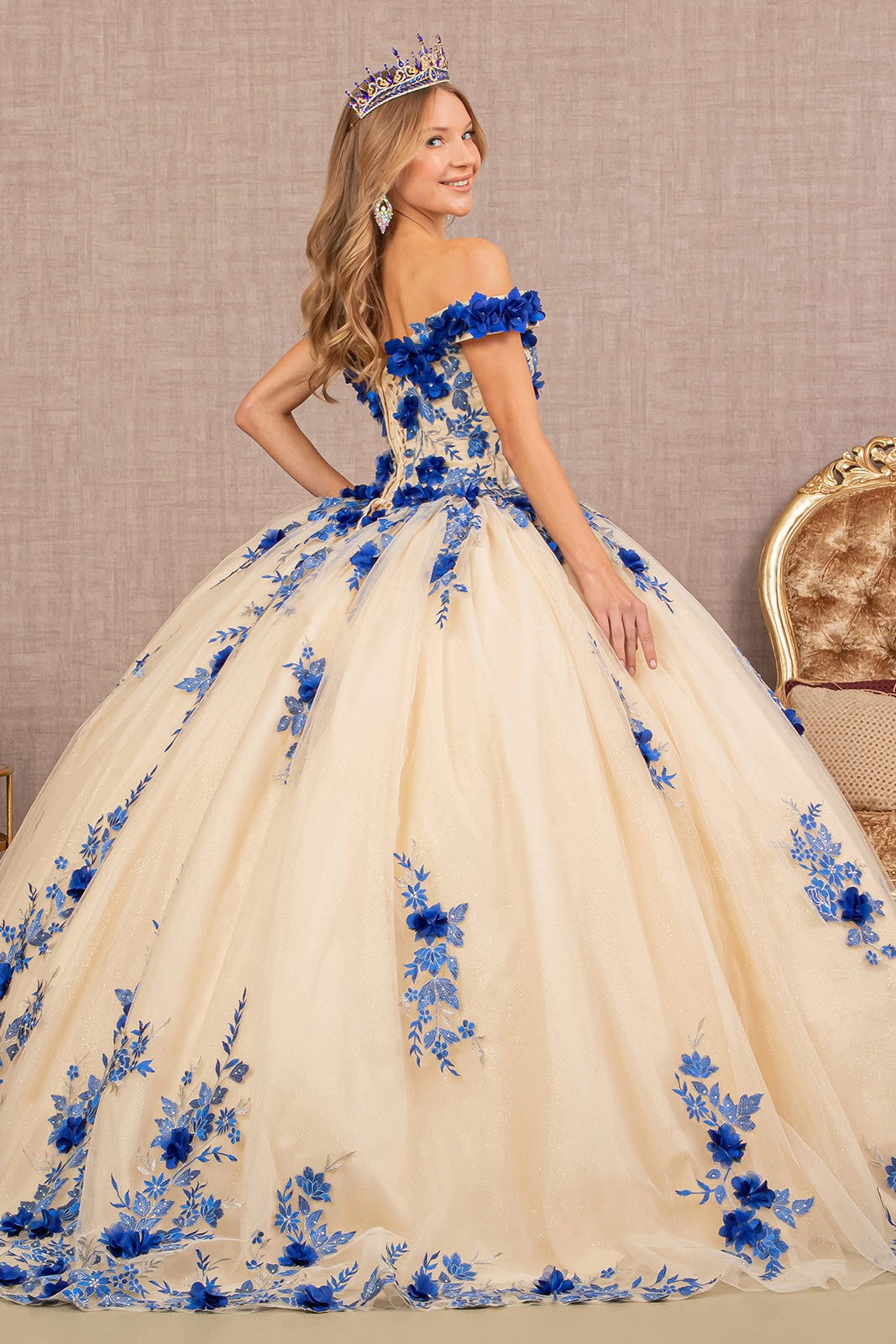 3D Flower Embroidery Ball Gown By Elizabeth K GL 3105