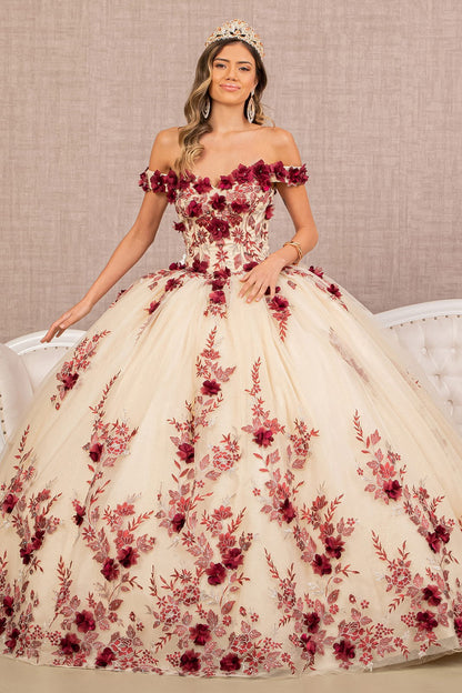 3D Flower Embroidery Ball Gown By Elizabeth K GL 3105