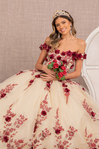 3D Flower Embroidery Ball Gown By Elizabeth K GL 3105