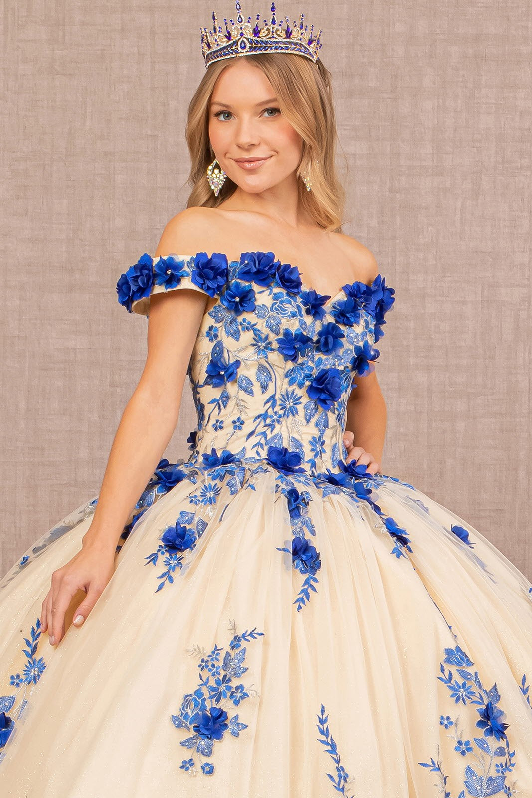 3D Flower Embroidery Ball Gown By Elizabeth K GL 3105