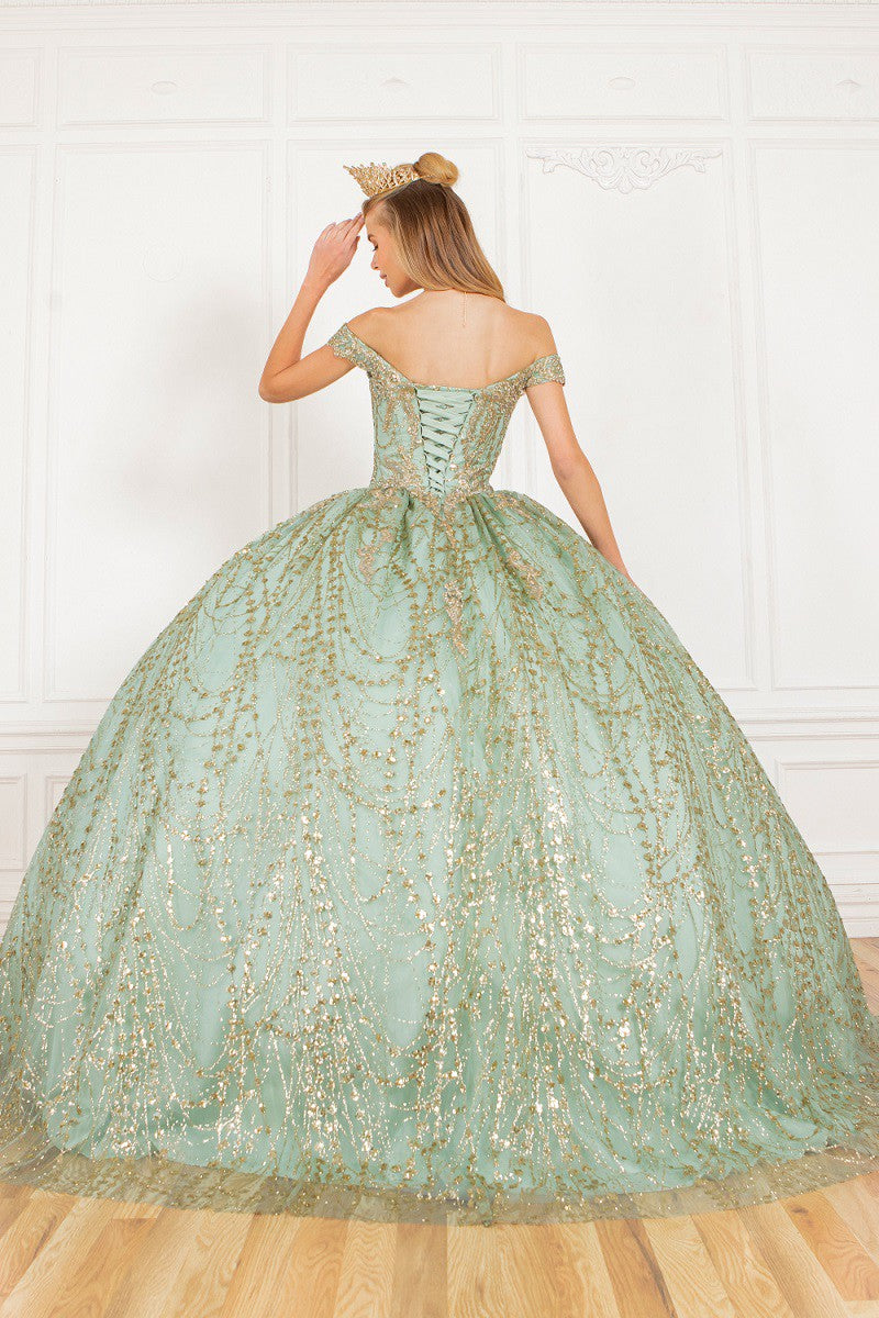 Glittered lacy Cape ball gown by Cinderella Couture  4201