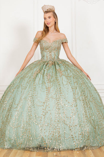 Glittered lacy Cape ball gown by Cinderella Couture  4201