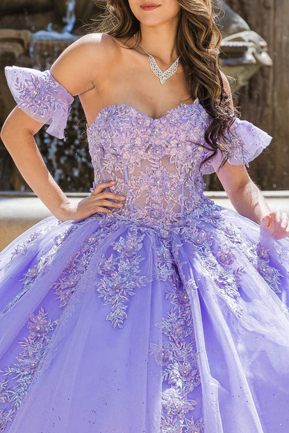 Sweetheart Detachable Puffy Ruffle Sleeve ball gown by Bella Princess Couture PQ1026