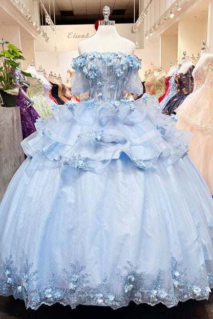 Two-piece Quinceanera Gown ruffle skirt  By Elizabeth K /GL3180