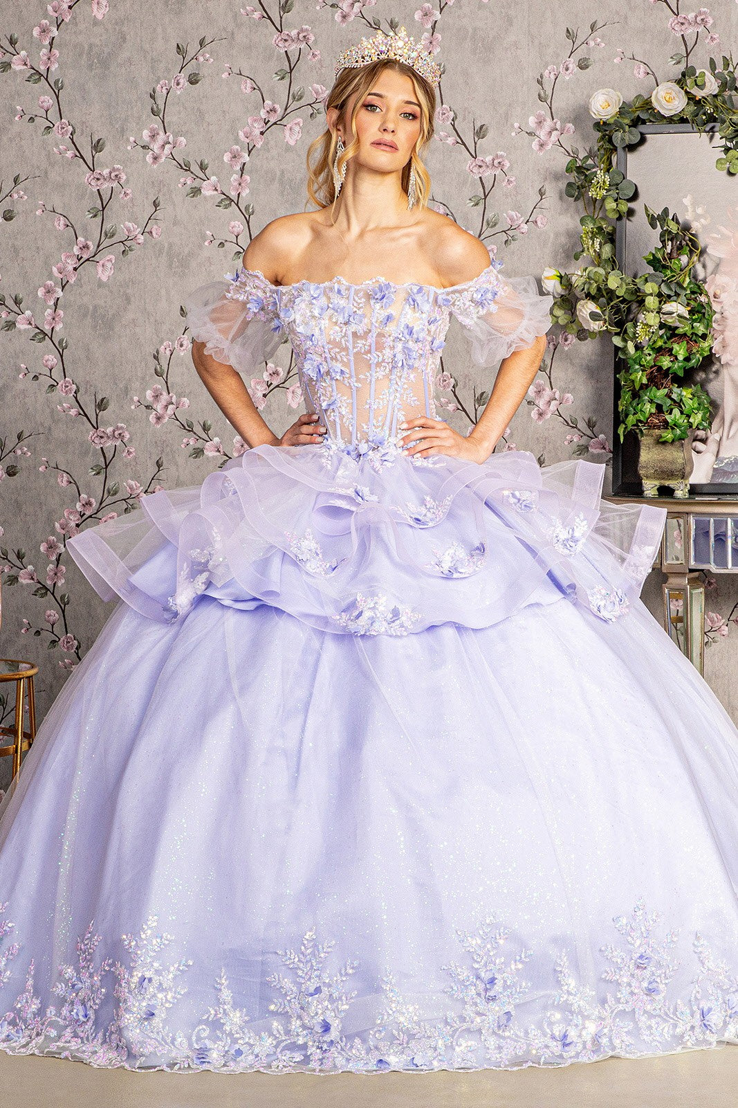 Two-piece Quinceanera Gown ruffle skirt  By Elizabeth K /GL3180