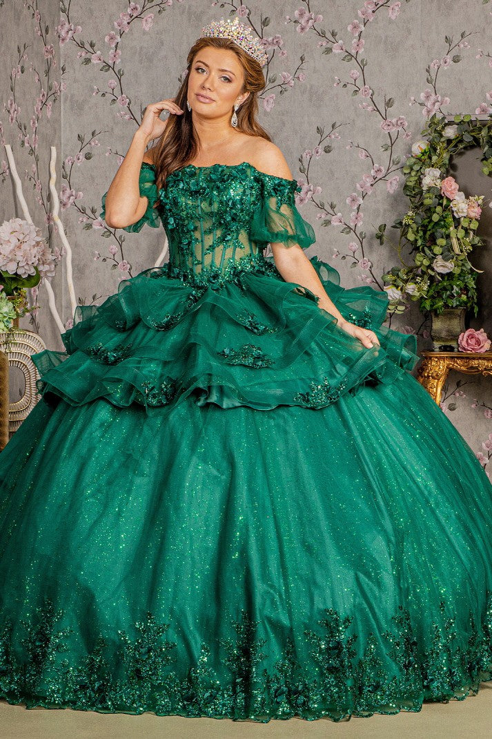 Two-piece Quinceanera Gown ruffle skirt  By Elizabeth K /GL3180