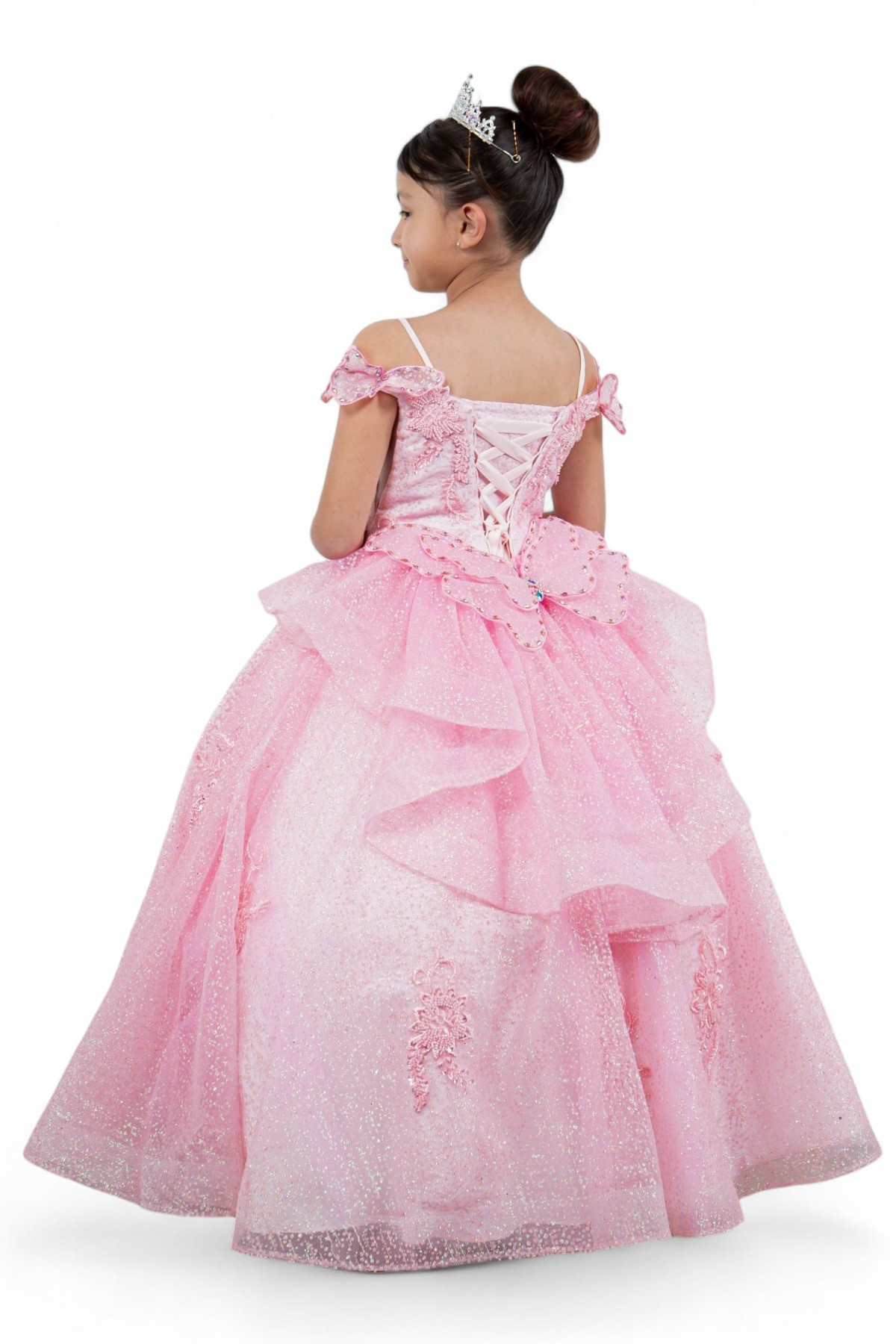 Off-the-shoulder ball gown with long sleeves for girls by-BLISS 8120x