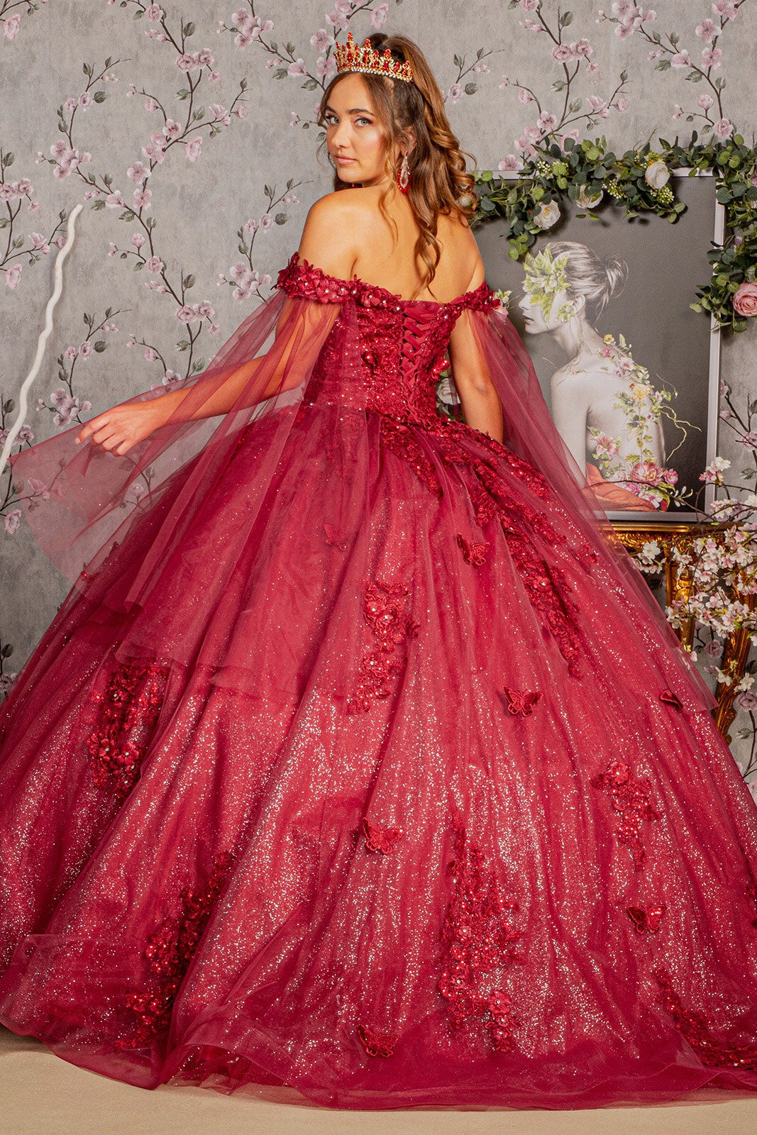 Off The Shoulder Detachable  Sleeve Ball gown by Elizabeth K GL  3181