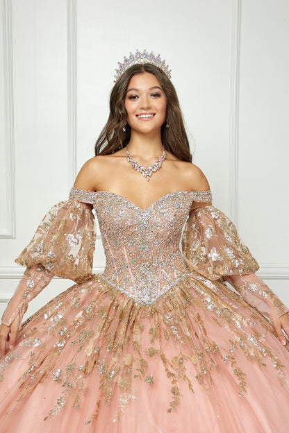 Off Shoulder three-tier Quinceanera ball gown Bella  Princess Couture PQ1041