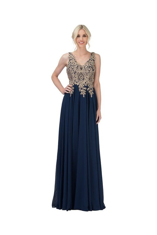 V-Neck Chiffon Evening Dress by Chica DM400669