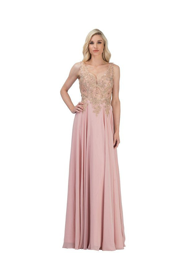 V-Neck Chiffon Evening Dress by Chica DM400669