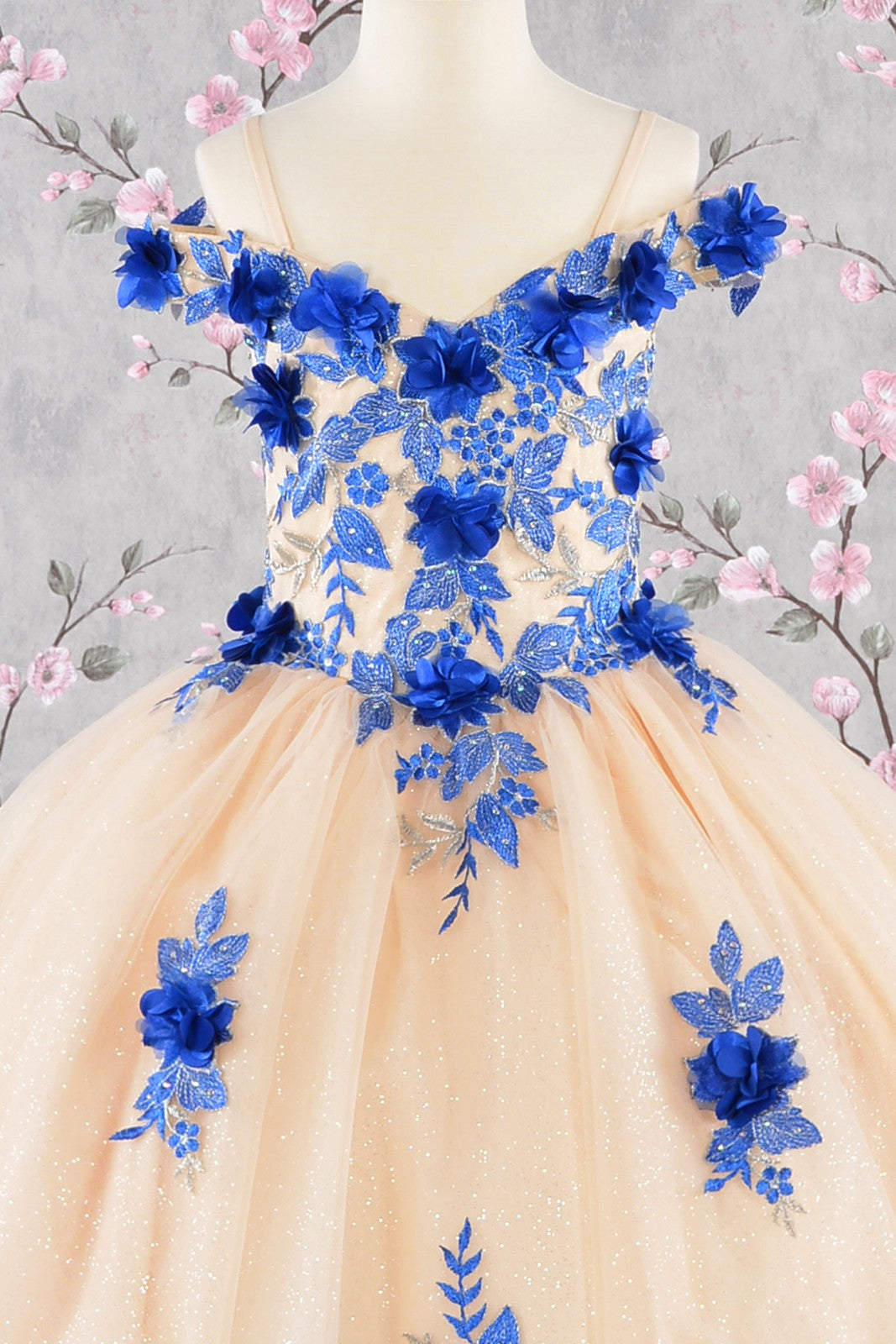 Girls Mini quince 3-D Flower Embroidery Bead Dress by Elizabeth K GK115