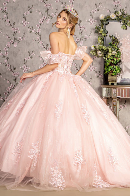 3D Flower Illusion Sweetheart  Mesh Ball Gown By Elizabeth K GL 3475