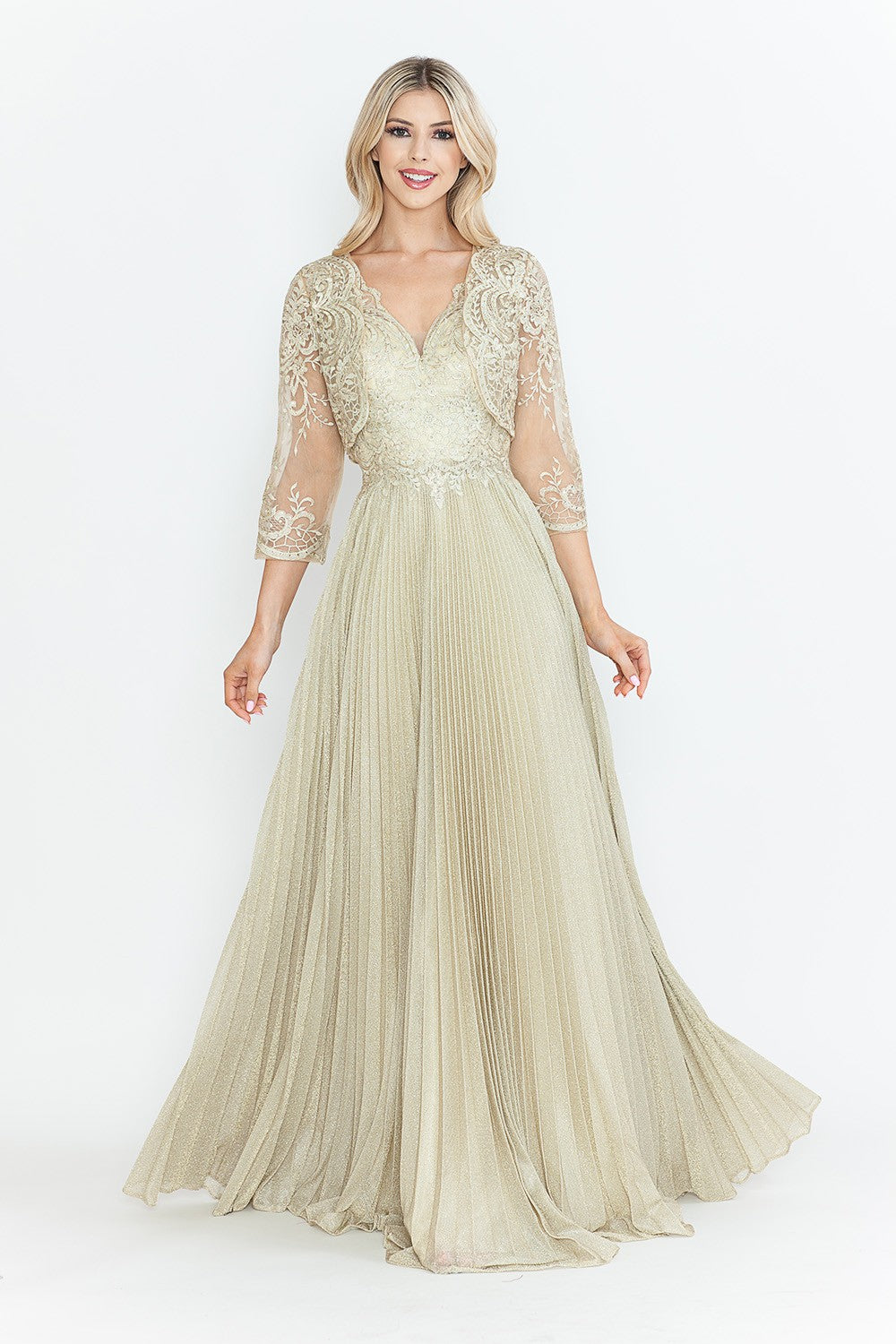 Diamond Pleated Formal Dress by Lenovia 8341