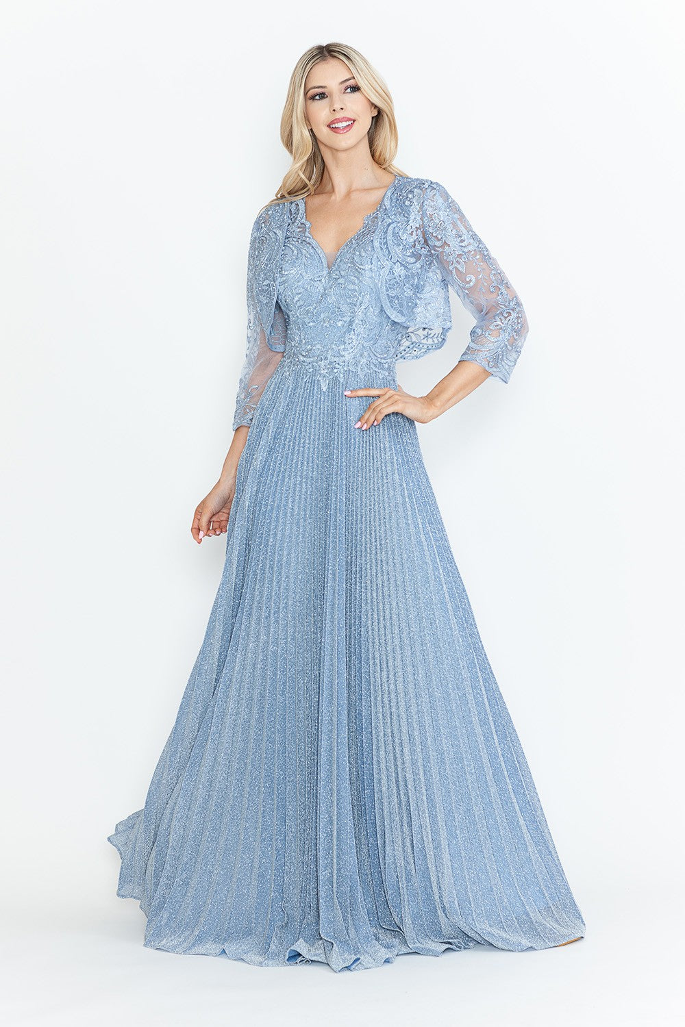 Diamond Pleated Formal Dress by Lenovia 8341