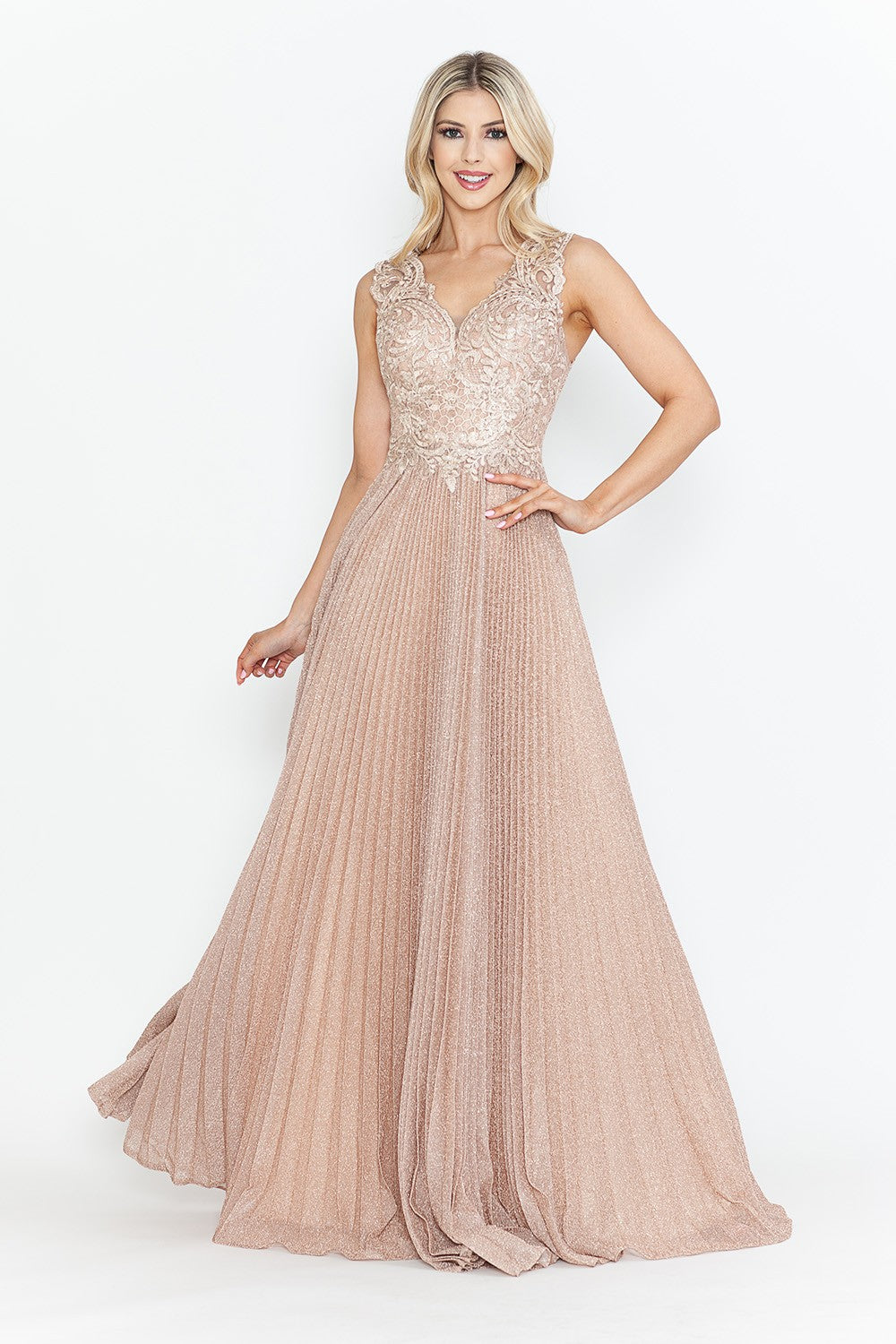 Diamond Pleated Formal Dress by Lenovia 8341
